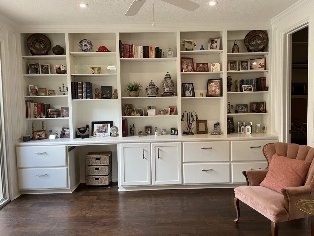 Built in shelves in senior living space