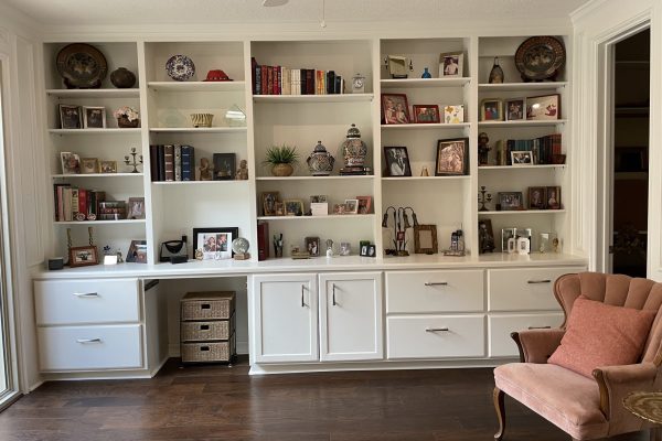 Built in shelves in senior living space